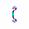 Colorline PVD Aurora Gem Ball Curved Barbell Eyebrow Ring-WildKlass Jewelry