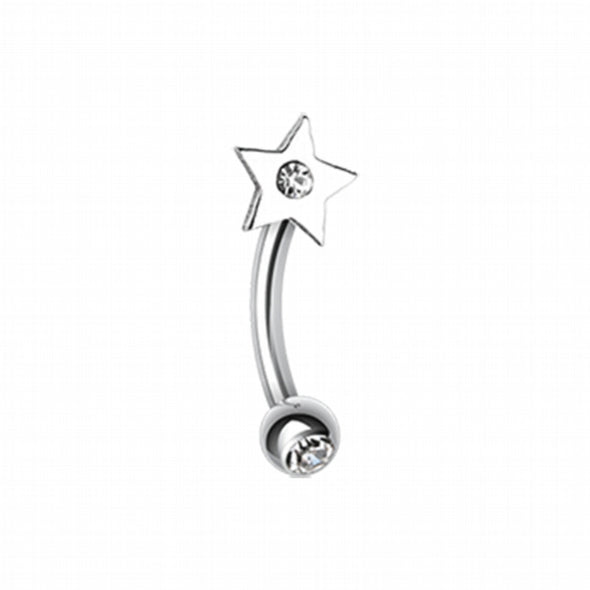 Sparkle Star Curved Barbell Eyebrow Ring-WildKlass Jewelry