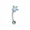 Star Gem Prong Curved Barbell Eyebrow Ring-WildKlass Jewelry