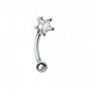 Star Gem Prong Curved Barbell Eyebrow Ring-WildKlass Jewelry