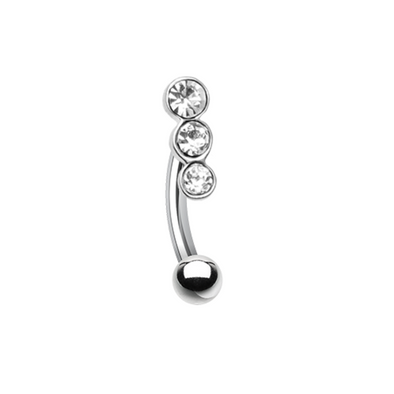 Triple Linear Gem WildKlass Curved Barbell Eyebrow Ring-WildKlass Jewelry