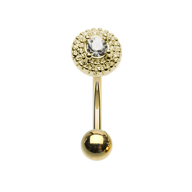 Golden Grand Royal Gem Ball WildKlass Curved Barbell Eyebrow Ring-WildKlass Jewelry