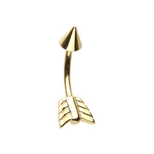 Golden Arrow Katniss WildKlass Curved Barbell Eyebrow Ring-WildKlass Jewelry
