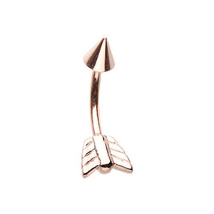 Rose Gold Arrow Katniss WildKlass Curved Barbell Eyebrow Ring-WildKlass Jewelry