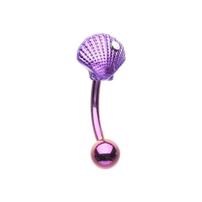 Ariel's Seashell WildKlass Curved Barbell Eyebrow Ring-WildKlass Jewelry
