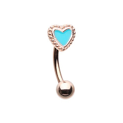Rose Gold Addicted to Love WildKlass Curved Eyebrow Ring-WildKlass Jewelry