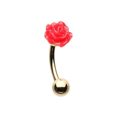 Golden Dainty Rose WildKlass Curved Eyebrow Ring-WildKlass Jewelry