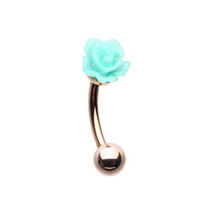 Rose Gold Dainty Rose WildKlass Curved Eyebrow Ring-WildKlass Jewelry