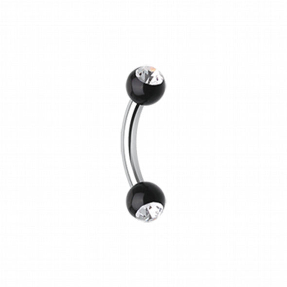 Acrylic Gem Ball Curved Barbell Eyebrow Ring-WildKlass Jewelry