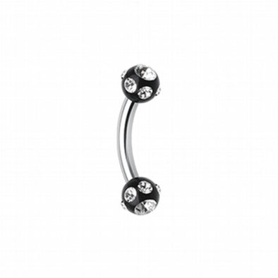 Aurora Gem Ball Acrylic Curved Barbell Eyebrow Ring-WildKlass Jewelry