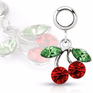 Multi Purpose Add-On Red Gem Cherry Dangle Charm (Sold by Piece)-WildKlass Jewelry
