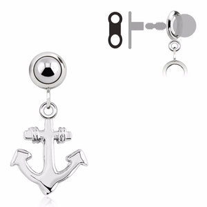 Multi Purpose Add-On 316L Stainless Steel Ship Anchor Dangle Charm (Sold by Piece)-WildKlass Jewelry