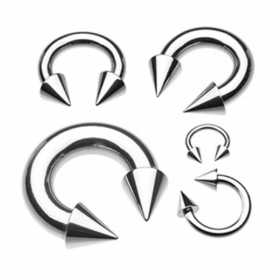 Basic Spike Top Steel Horseshoe Circular Barbell-WildKlass Jewelry