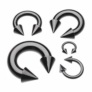 Colorline PVD Basic Spike Top Horseshoe Circular Barbell 18g 16g 14g-WildKlass Jewelry