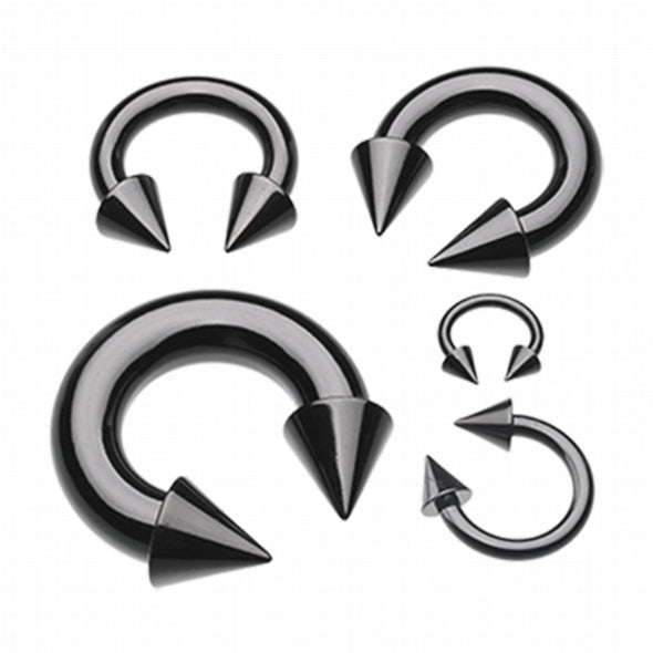 Colorline PVD Basic Spike Top Horseshoe Circular Barbell 18g 16g 14g-WildKlass Jewelry