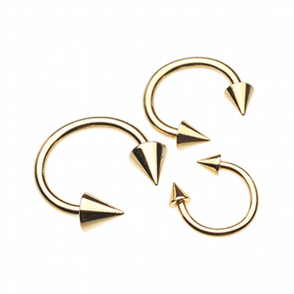 Gold Plated Basic Spike Top Horseshoe Circular Barbell-WildKlass Jewelry