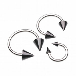 Colorline PVD Spike Ends Steel Horseshoe Circular Barbell-WildKlass Jewelry