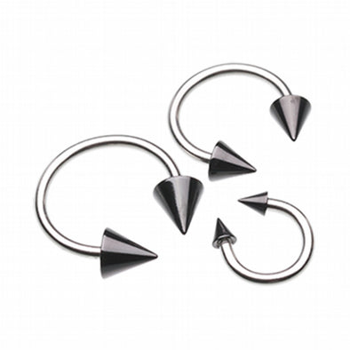 Colorline PVD Spike Ends Steel Horseshoe Circular Barbell-WildKlass Jewelry