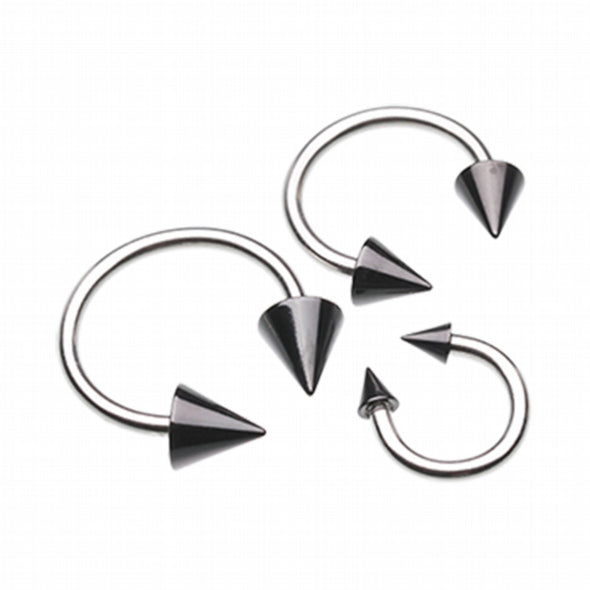 Colorline PVD Spike Ends Steel Horseshoe Circular Barbell-WildKlass Jewelry
