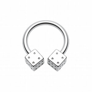 Dice Steel Horseshoe Circular Barbell-WildKlass Jewelry