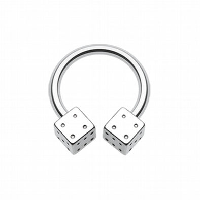 Dice Steel Horseshoe Circular Barbell-WildKlass Jewelry