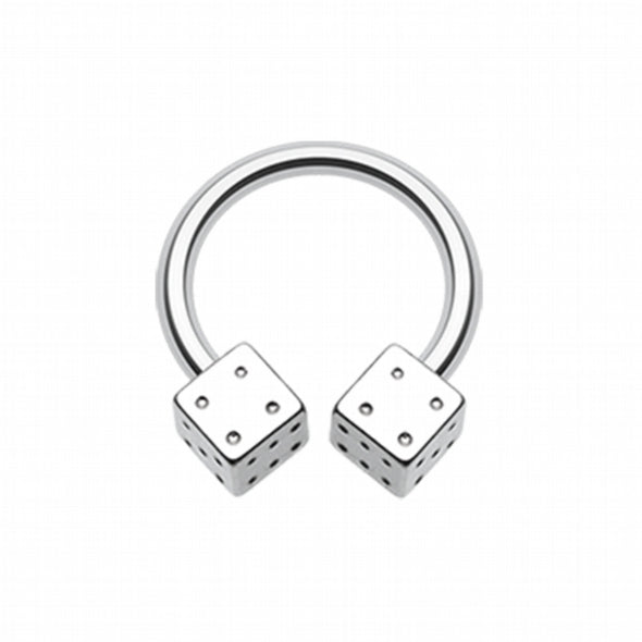 Dice Steel Horseshoe Circular Barbell-WildKlass Jewelry