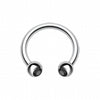 Gem Ball Steel Horseshoe Circular Barbell-WildKlass Jewelry