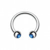 Gem Ball Steel Horseshoe Circular Barbell-WildKlass Jewelry