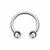 Gem Ball Steel Horseshoe Circular Barbell-WildKlass Jewelry