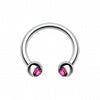Gem Ball Steel Horseshoe Circular Barbell-WildKlass Jewelry
