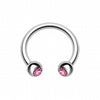 Gem Ball Steel Horseshoe Circular Barbell-WildKlass Jewelry