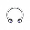 Gem Ball Steel Horseshoe Circular Barbell-WildKlass Jewelry