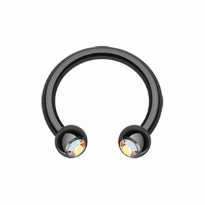 Blackline PVD Gem Ball Horseshoe Circular Barbell-WildKlass Jewelry