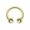 Gold Plated Gem Ball Horseshoe Circular Barbell-WildKlass Jewelry