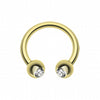Gold Plated Gem Ball Horseshoe Circular Barbell-WildKlass Jewelry