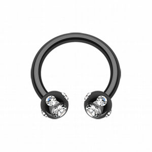 Blackline PVD Aurora Gem Ball Horseshoe Circular Barbell-WildKlass Jewelry