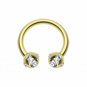 Gold Plated Aurora Gem Ball Horseshoe Circular Barbell-WildKlass Jewelry