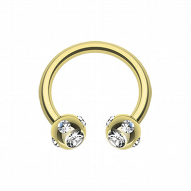 Gold Plated Aurora Gem Ball Horseshoe Circular Barbell-WildKlass Jewelry