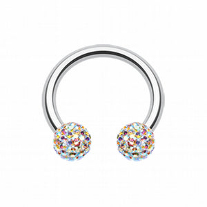 Multi-Sprinkle Dot Multi Gem Horseshoe Circular Barbell-WildKlass Jewelry