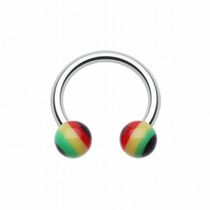 Rasta Jamaican Stripe Acrylic Horseshoe Circular Barbell-WildKlass Jewelry