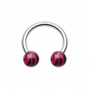 Tiger Stripe Print Acrylic Horseshoe Circular Barbell-WildKlass Jewelry