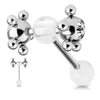 WildKlass Barbell w/ Acrylic Ball & Clear Gem Set Multi Steel Ball-WildKlass Jewelry