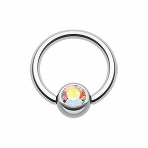 Gem Ball Steel Captive Bead Ring-WildKlass Jewelry