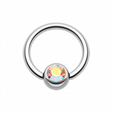 Gem Ball Steel Captive Bead Ring-WildKlass Jewelry
