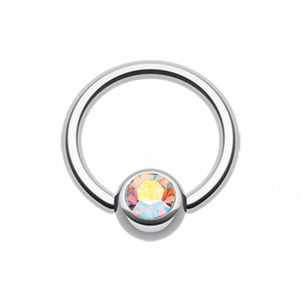 Gem Ball Steel Captive Bead Ring-WildKlass Jewelry