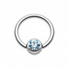 Gem Ball Steel Captive Bead Ring-WildKlass Jewelry