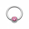 Gem Ball Steel Captive Bead Ring-WildKlass Jewelry