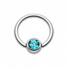 Gem Ball Steel Captive Bead Ring-WildKlass Jewelry