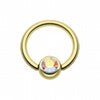 Gold Plated Gem Ball Captive Bead Ring-WildKlass Jewelry