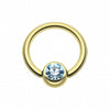 Gold Plated Gem Ball Captive Bead Ring-WildKlass Jewelry